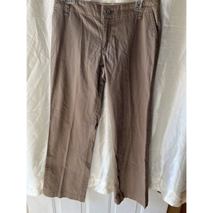 a.n.a. Womens Size 10 Brown Wide Leg Flat Front Trousers 4 Pocket Pants